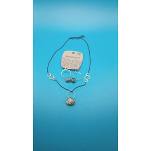 World Market Semi Precious Stones Necklace Earring Set Green